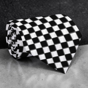 Black and White Checkered Custom Necktie