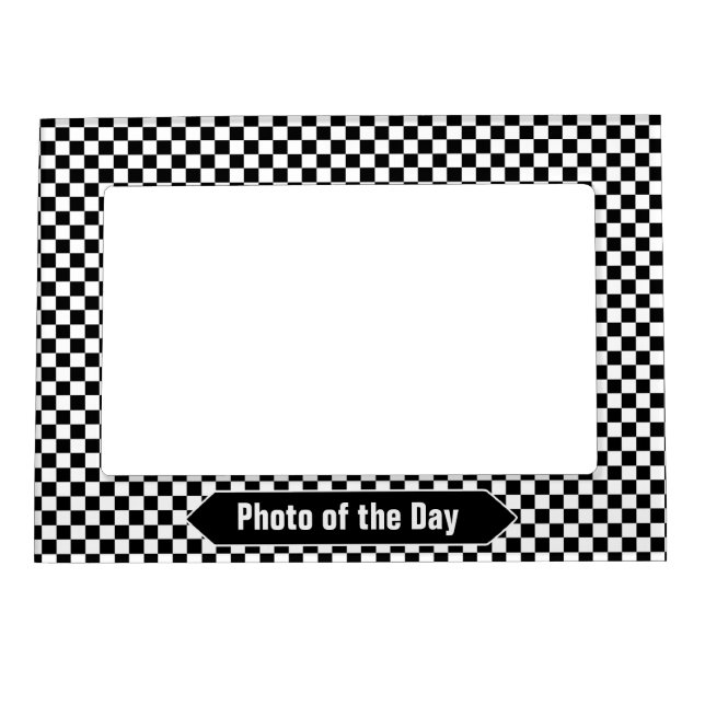 Black and White Checkered Custom Photo Magnetic Frame (Front)