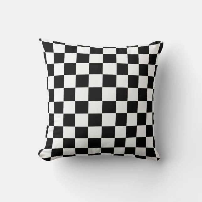 Black and White Checkered CUSTOMIZABLE Throw Pillow (Front)