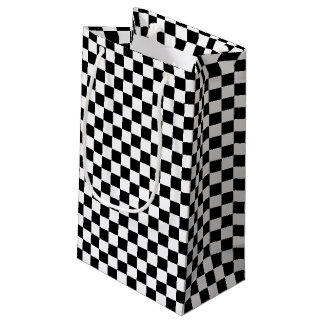Black and White Checkered Design Small Gift Bag