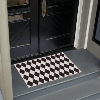 Black And White Checkered Door Mat by ellejai at Zazzle