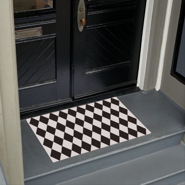 Black and White Checkered Door Mat