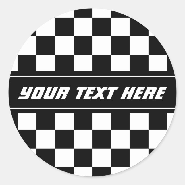 Black and white checkered flag auto racing sticker (Front)
