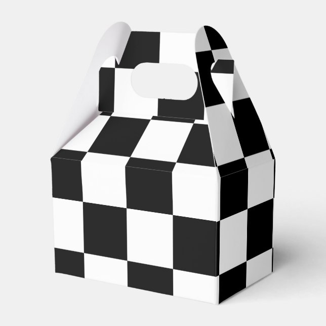Black and White Checkered Flag Boys Party Gift Box (Front Side)