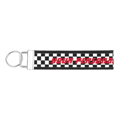 Black and white checkered flag custom auto racing wrist keychain