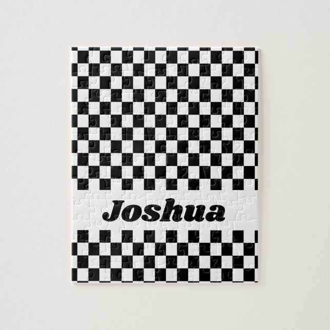 Black and White Checkered Flag Jigsaw Puzzle (Vertical)