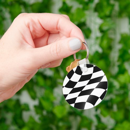 Black And White Checkered Flag Keychain