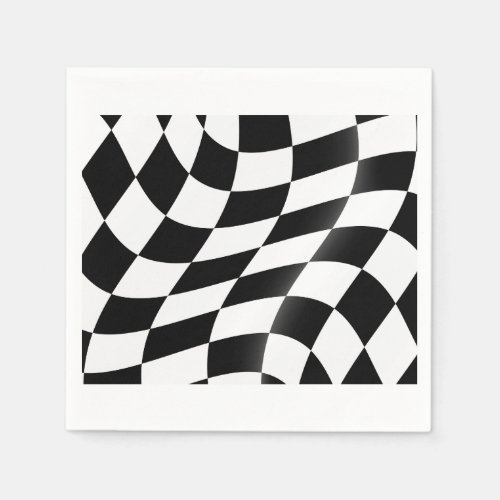 Black And White Checkered Flag Paper Napkins