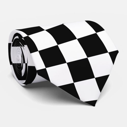 Black and White Checkered Flag Tie