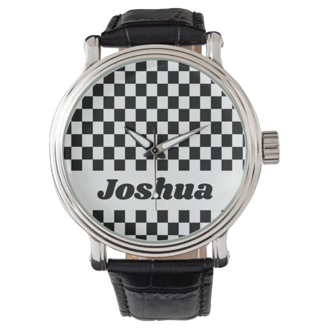 Black and White Checkered Flag Watch (Front)