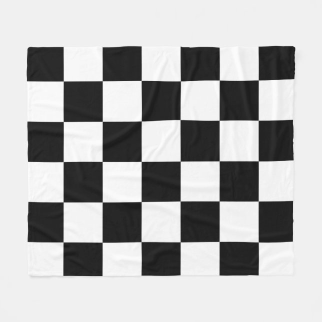 Black and White Checkered Fleece Blanket (Front (Horizontal))
