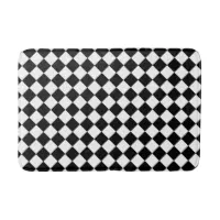 Checkered Black White Bath Rug Memory Foam Bath Mat Gift for the