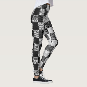 Black and White Checkered Geometric Leggings