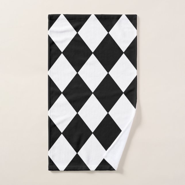 Black and White Checkered Hand Towel (Hand Towel)