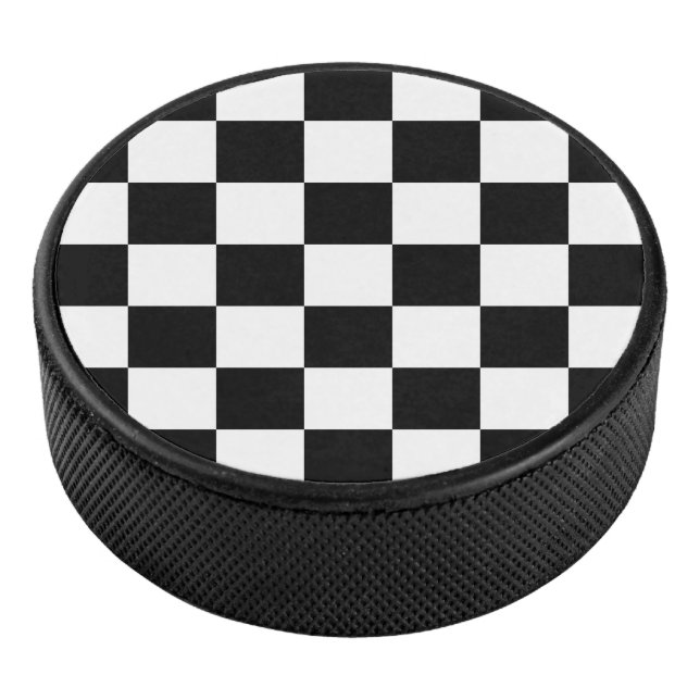 Black and White Checkered Hockey Puck (3/4)