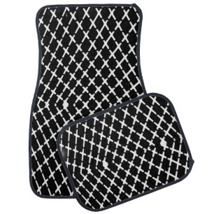 Black and white checkered illustration car floor mat