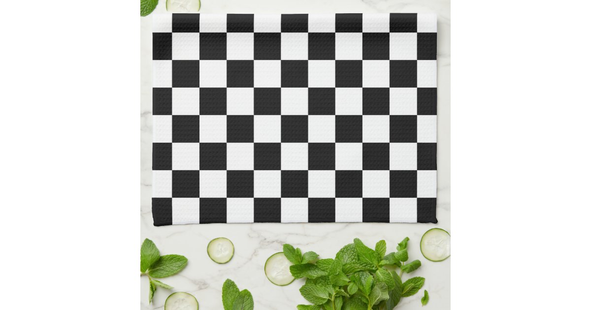 Black and White Checkered Kitchen Towel Zazzle