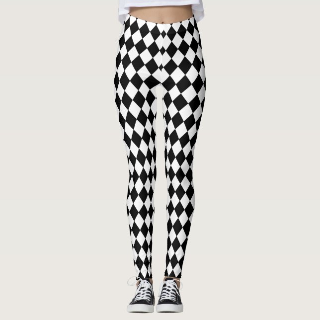 Black and White Checkered Leggings (Front)