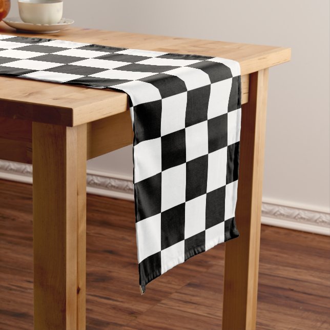 Black and white checkered  long table runner (In Situ)