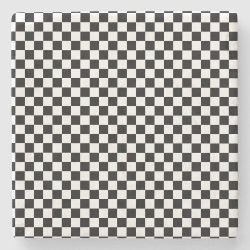 BLACK AND WHITE CHECKERED MARBLE STONE COASTER