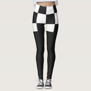 Black and White Checkered Modern Monochrome Leggings