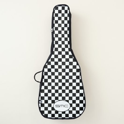 Black and White Checkered Monogram Guitar Case (Front)