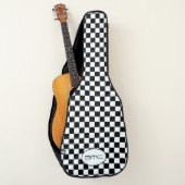 Black and White Checkered Monogram Guitar Case (Front)
