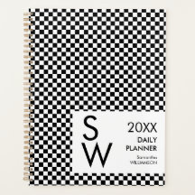 Black And White Checkered Monogram Personalized