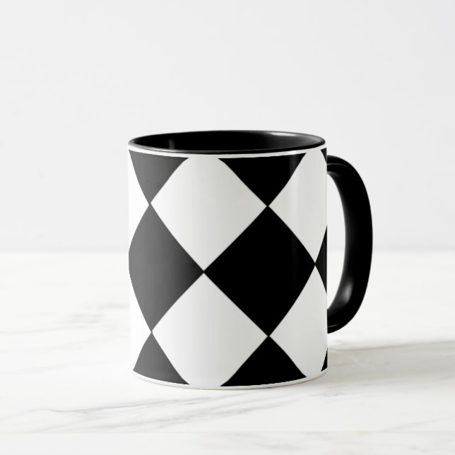 Black and White Checkered Mug (Front Right)