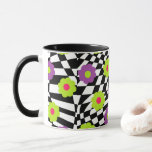 Black And White Checkered Mug With Flowers at Zazzle