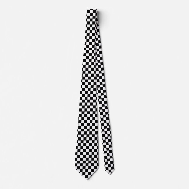 Black And White Checkered Neck Tie (Front)