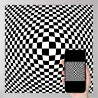 Black and White Checkered Op Art Poster