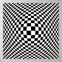 Black and White Checkered Op Art Poster | Zazzle