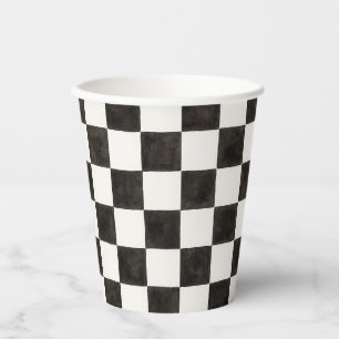 Black and White Checkered Paper Cups