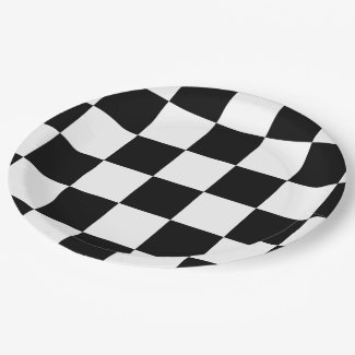 Black and White Checkered Paper Plate
