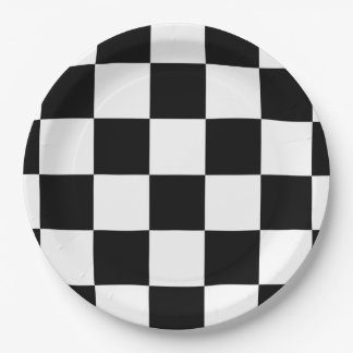 Black and White Checkered Paper Plates