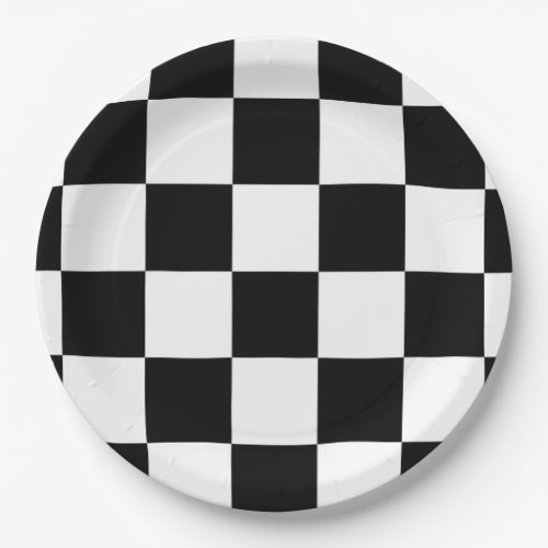 Black and White Checkered Paper Plates
