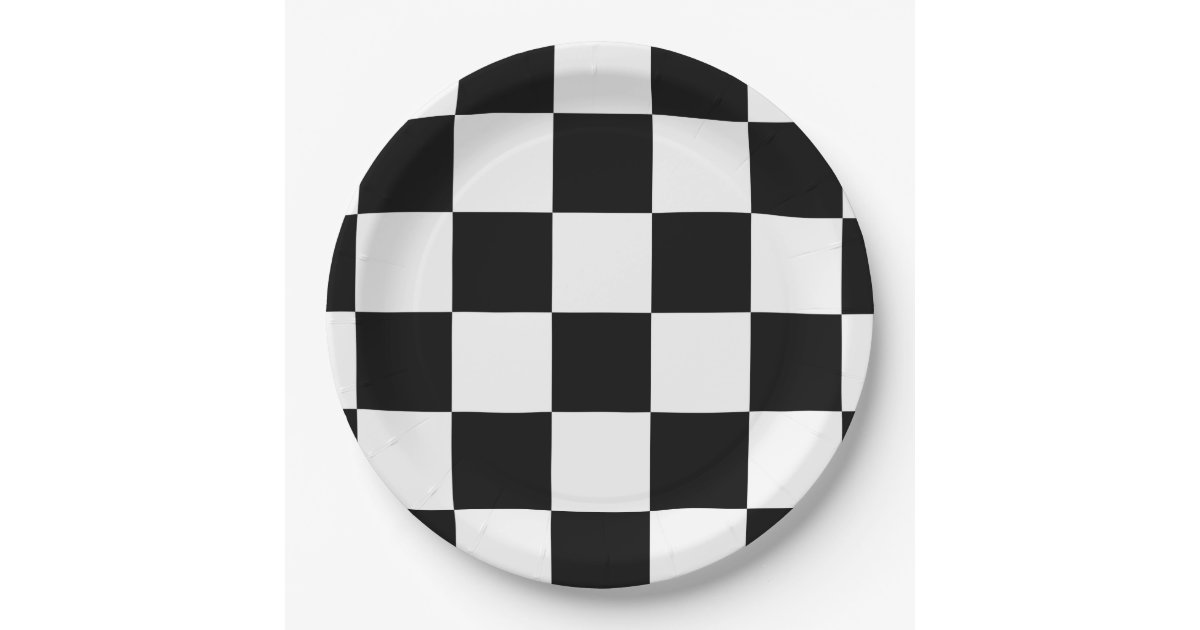 Black and White Checkered Paper Plates Zazzle