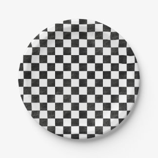 Black and White Checkered Paper Plates