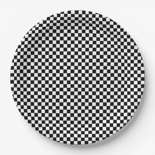 Black and White checkered Paper Plates