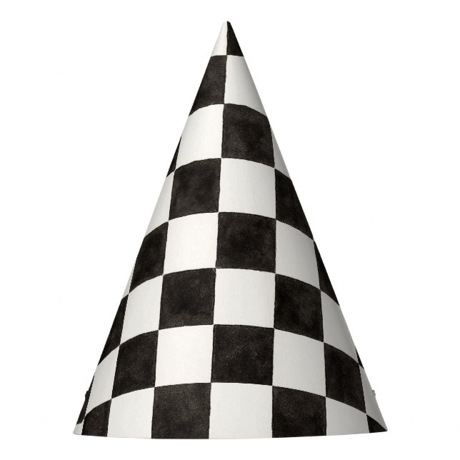 Black and White Checkered Party Hat (Front)