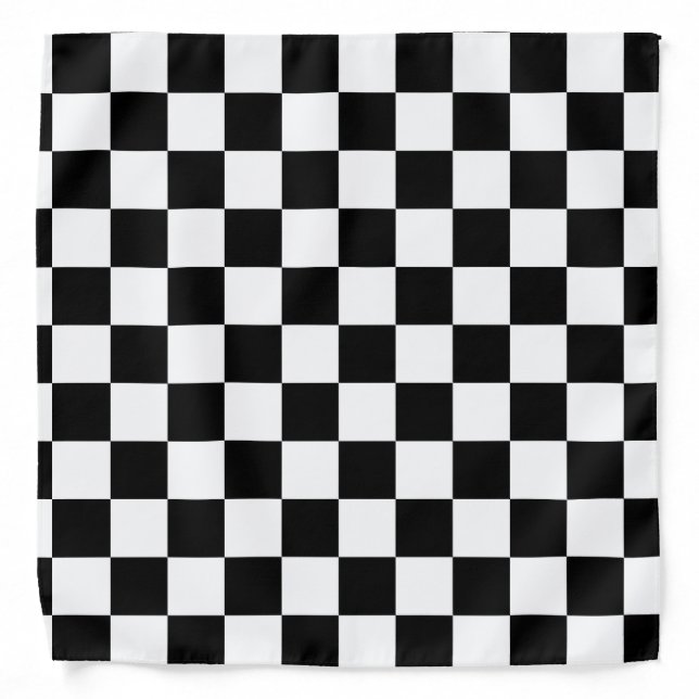 Black and White Checkered Pattern Bandana (Front)