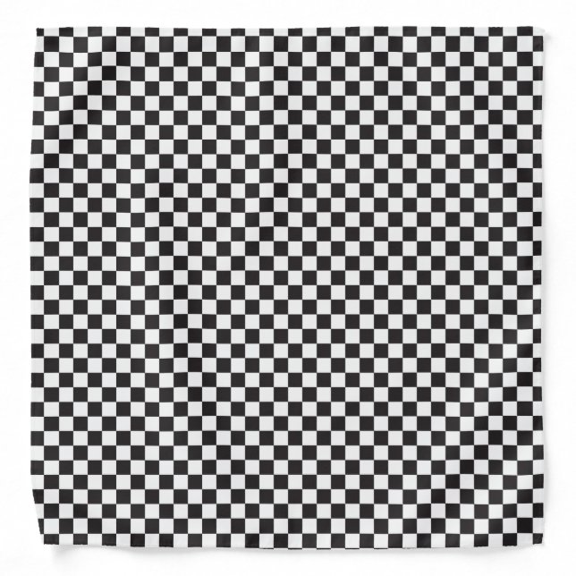 Black And White Checkered Pattern Bandana (Front)
