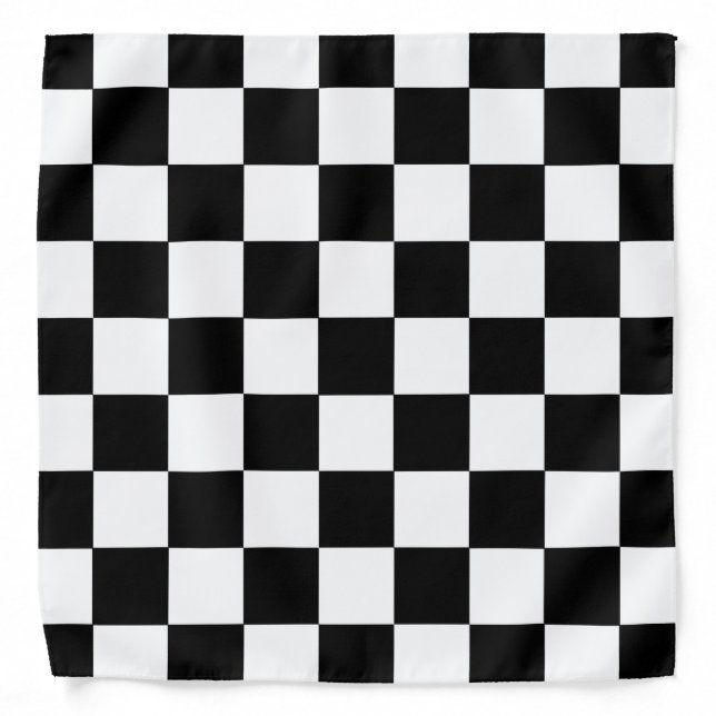 Black And White Checkered Pattern Bandanna (Front)