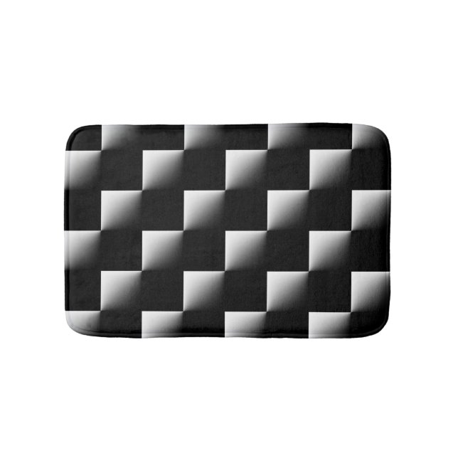 Black and White Checkered Pattern Bath Mat (Front)