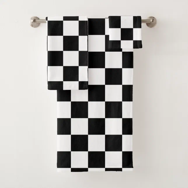 Black and White Checkered Pattern Bath Towel Set Zazzle