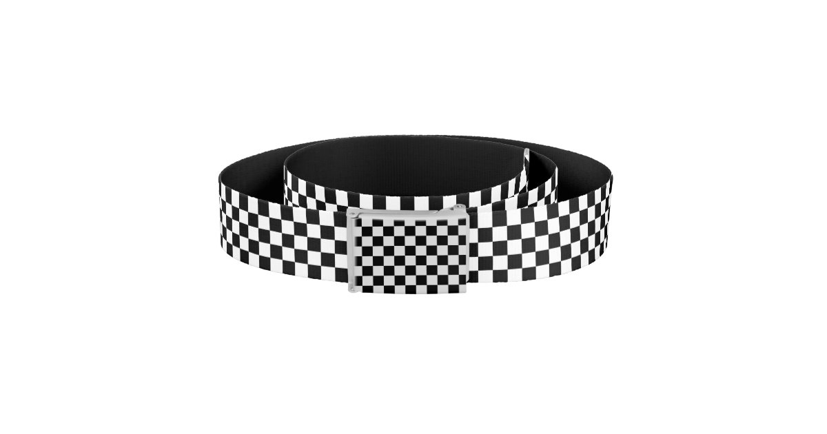 Black and White Checkered Pattern Belt | www.bagssaleusa.com