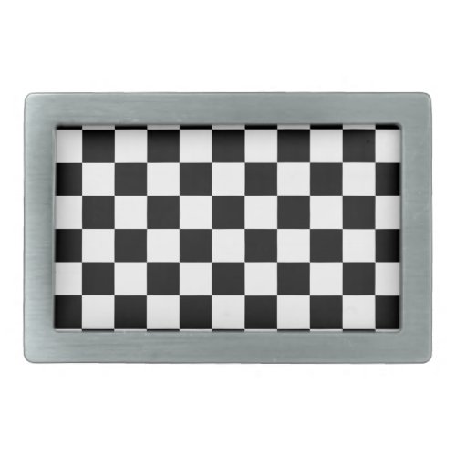 Black and White Checkered Pattern Belt Buckle