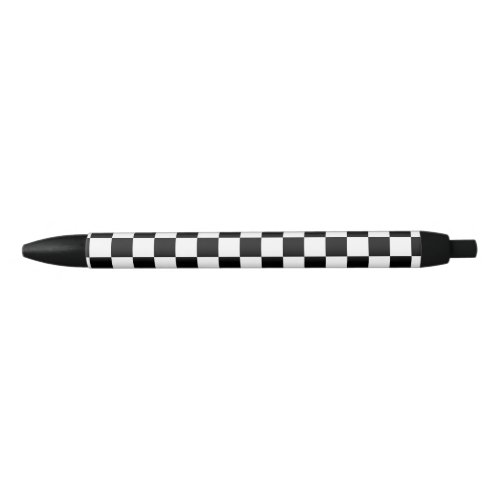 Black and White Checkered Pattern Black Ink Pen