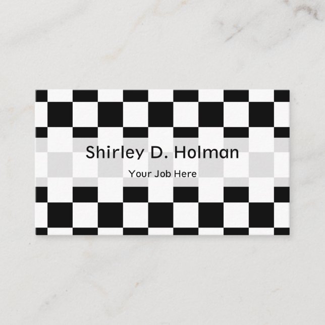 Black and White Checkered Pattern Business Card (Front)